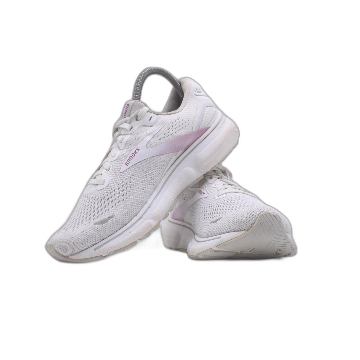 Brooks Ghost 15 White Pink Athletic Running Shoe