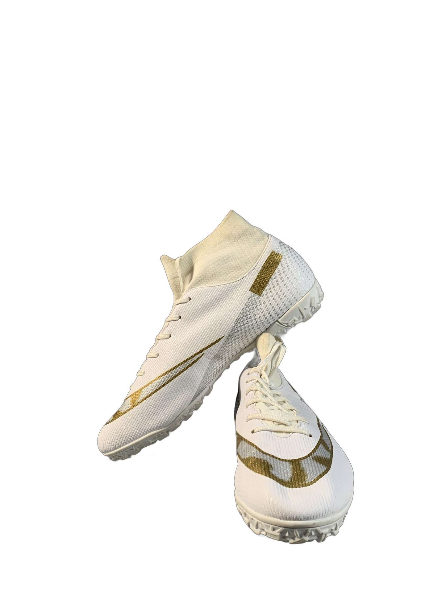 Metallic Gold Swoosh White Football Shoe