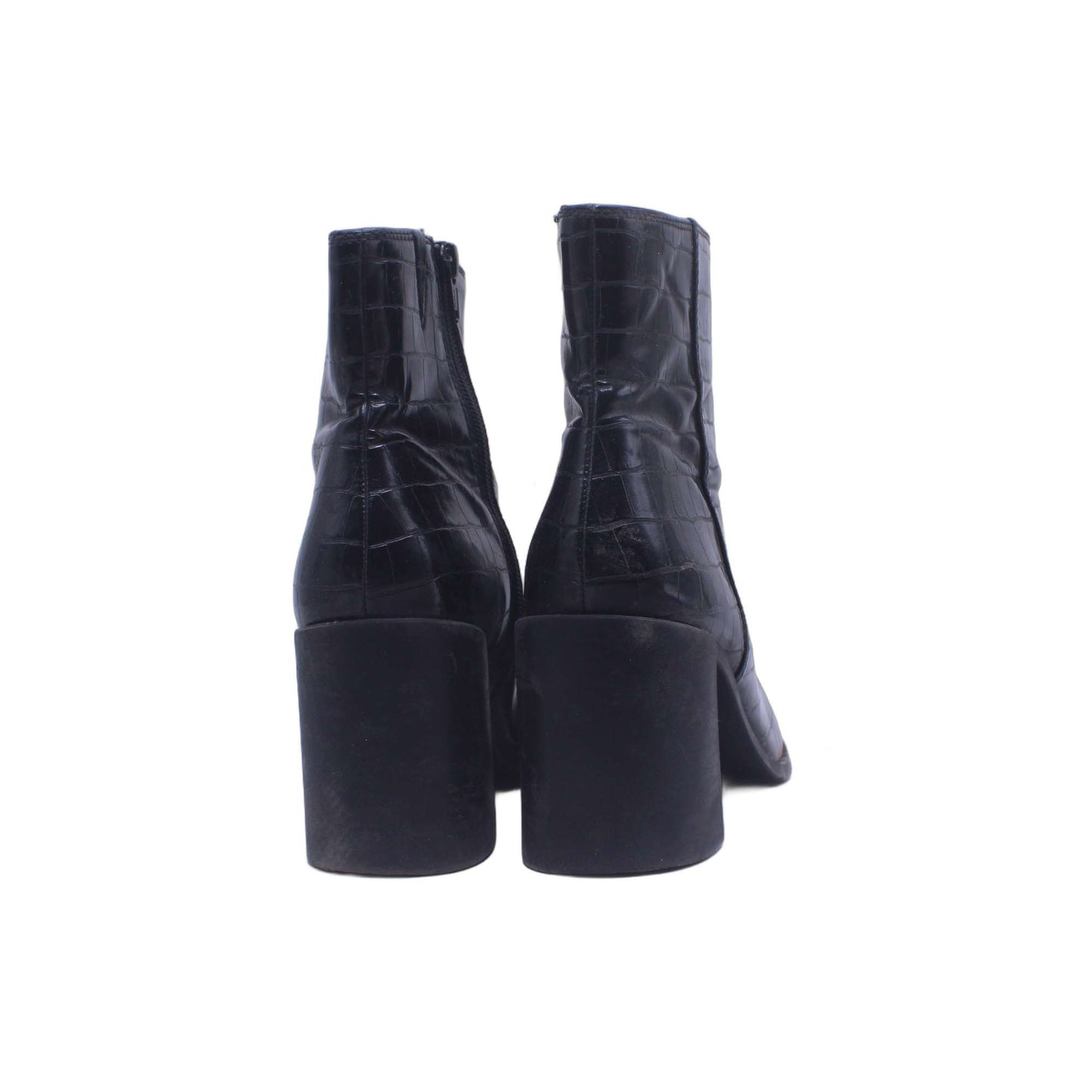 M & S Black Leather Heel Boot