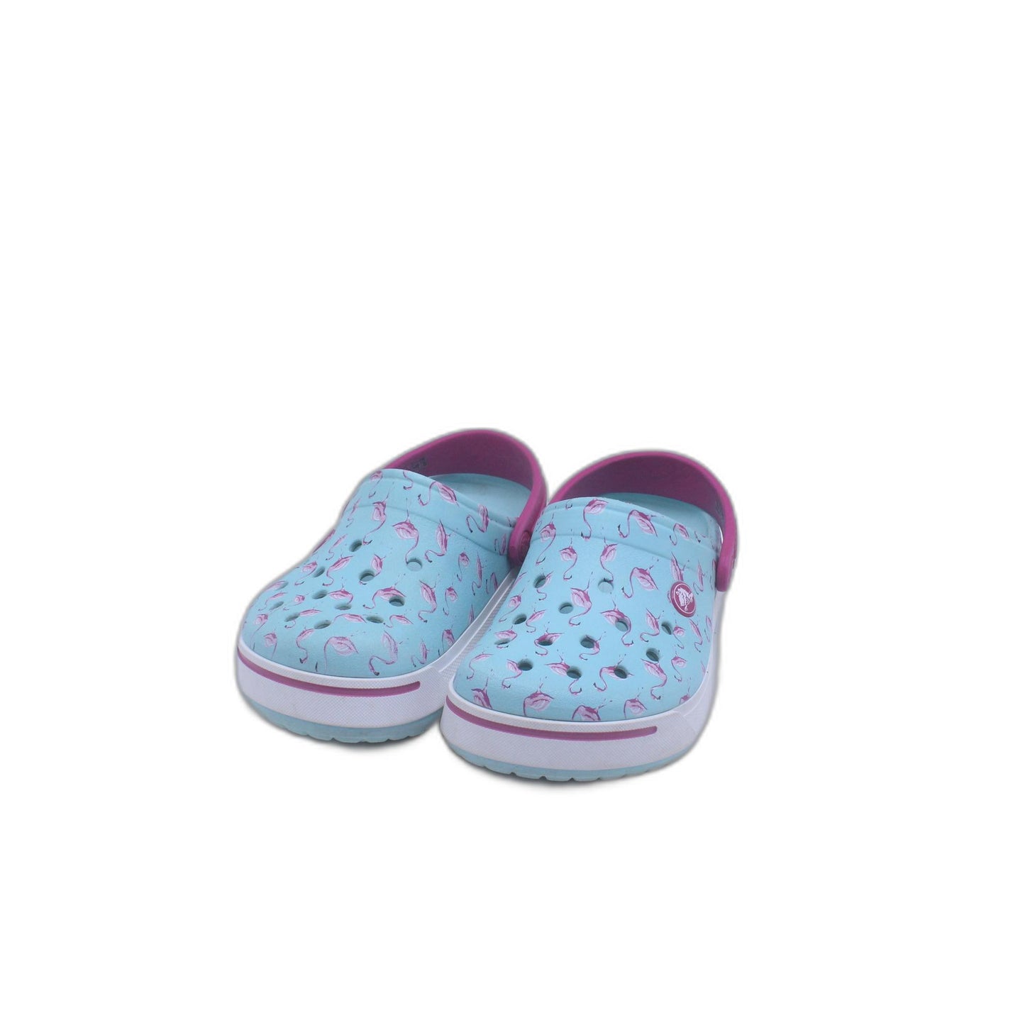 Crocs Blue With Pink Flamingo Print