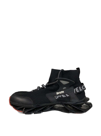 VELO black blade-sole sock sneaker