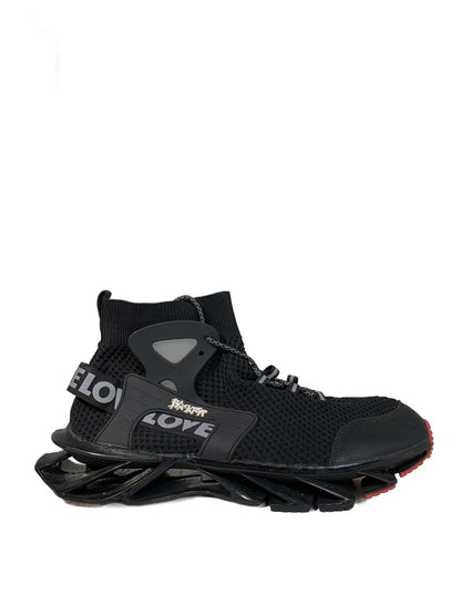 VELO black blade-sole sock sneaker