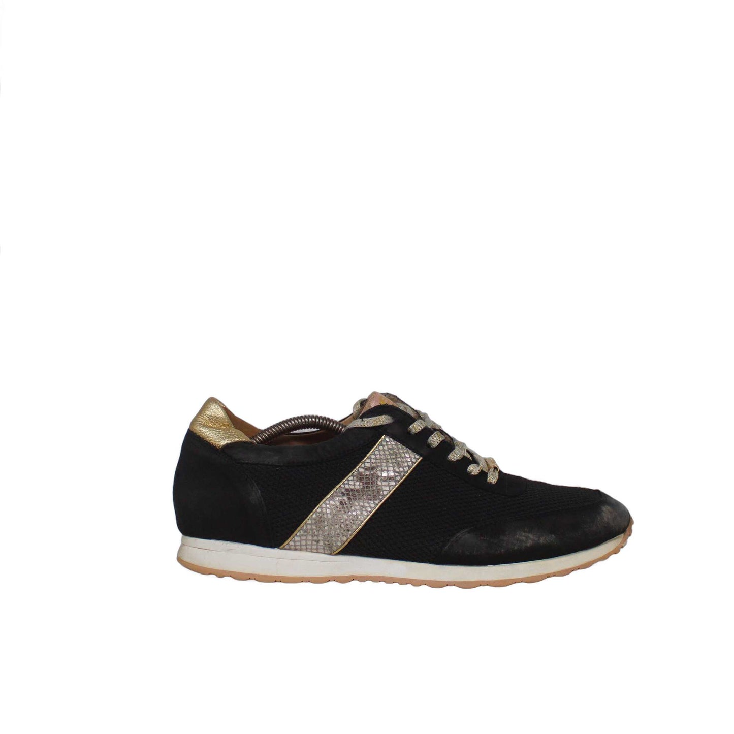 Bared metallic snakeskin-patterned side stripe Shoe