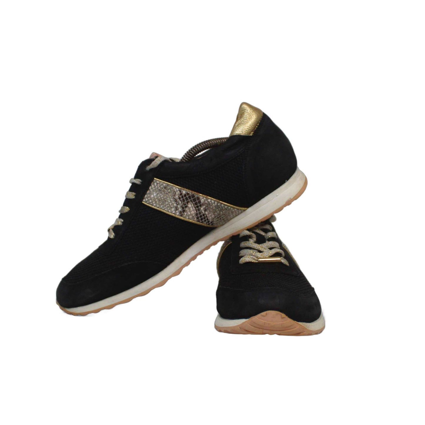 Bared metallic snakeskin-patterned side stripe Shoe