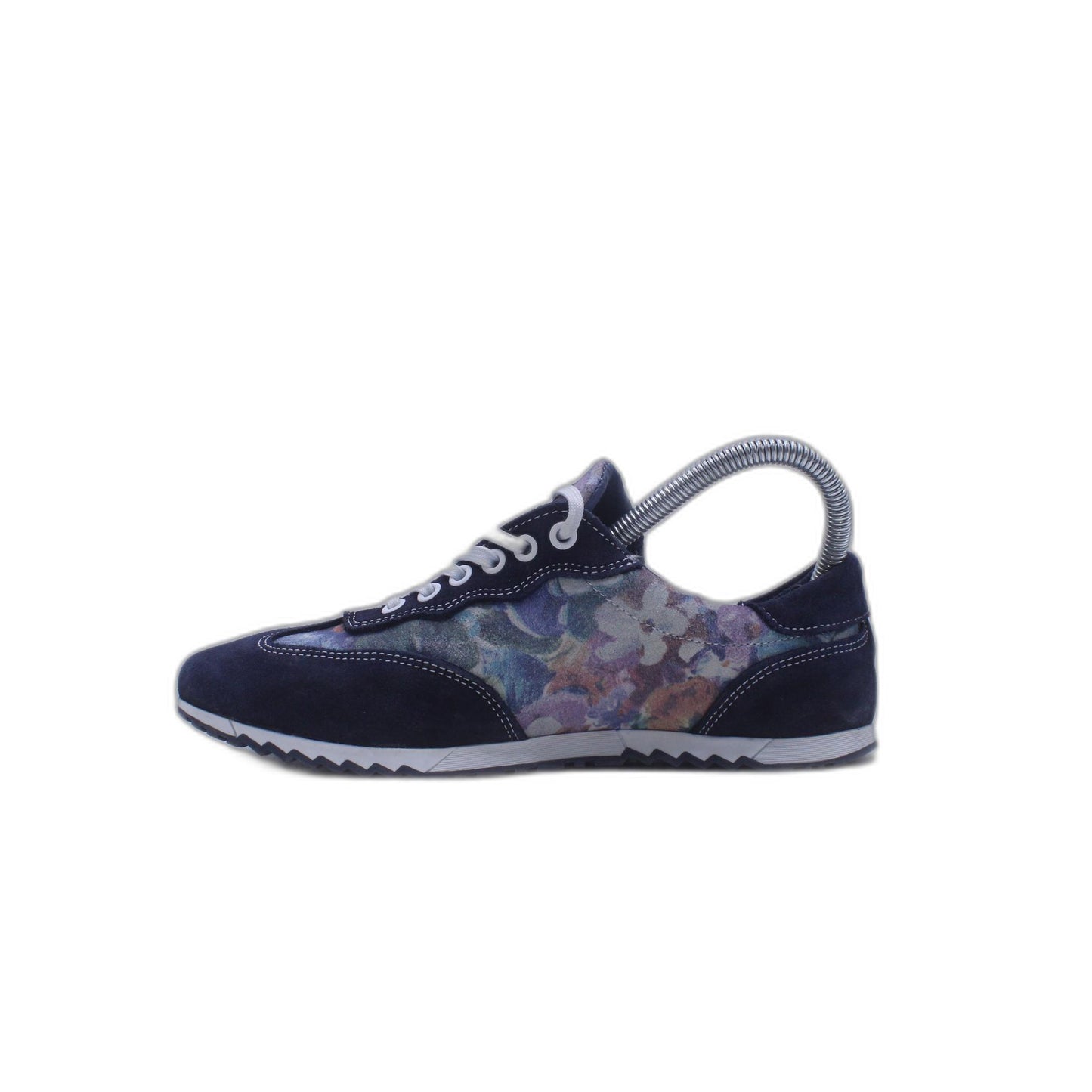 LAIF womens slip on blue snake leather/faux fur loafer shoe