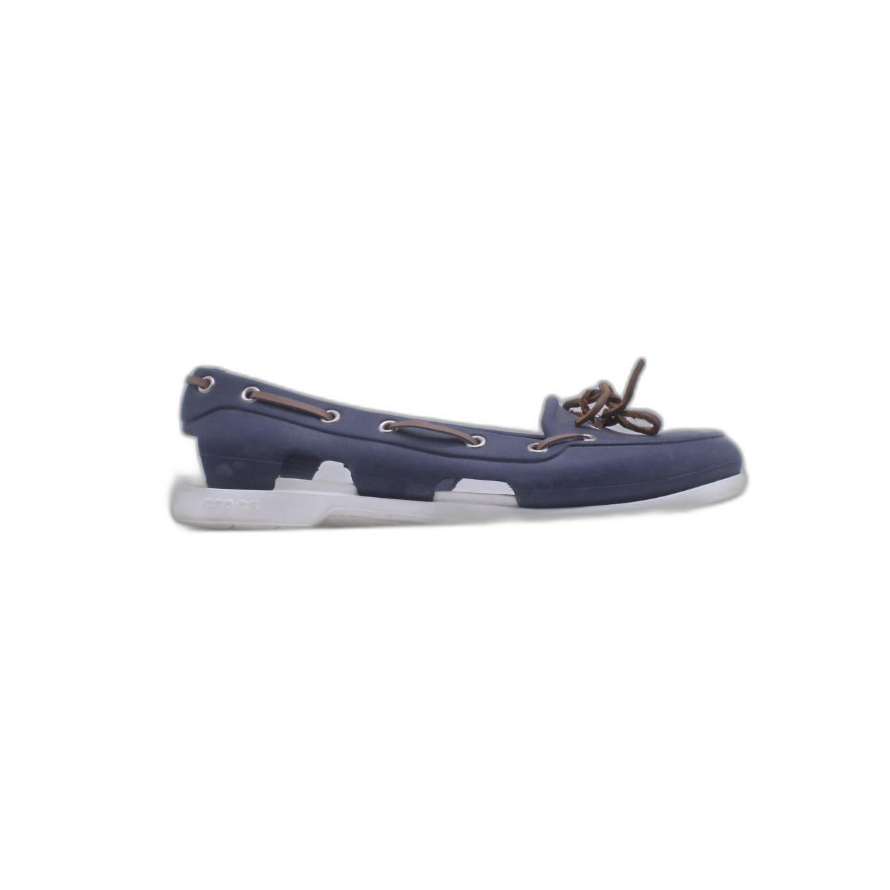 Crocs Beach Line Womens Navy Blue Cutout Lightweight Nautical Flat