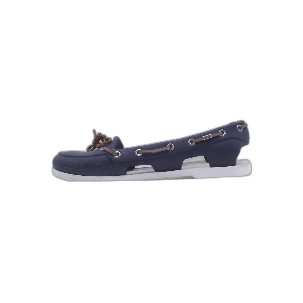 Crocs Beach Line Womens Navy Blue Cutout Lightweight Nautical Flat