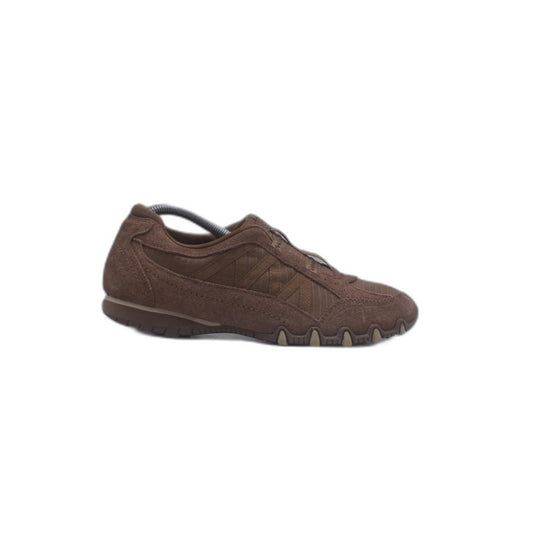 Skechers Brown Suede & Leather Strip Closure Mary Jane Comfort Shoe