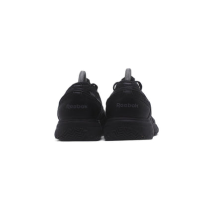 REEBOK Women Work N Cushion 4.0 Wide Width Black Faux Leather Sneaker