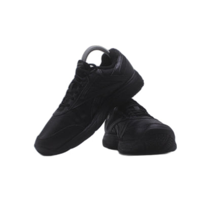 REEBOK Women Work N Cushion 4.0 Wide Width Black Faux Leather Sneaker