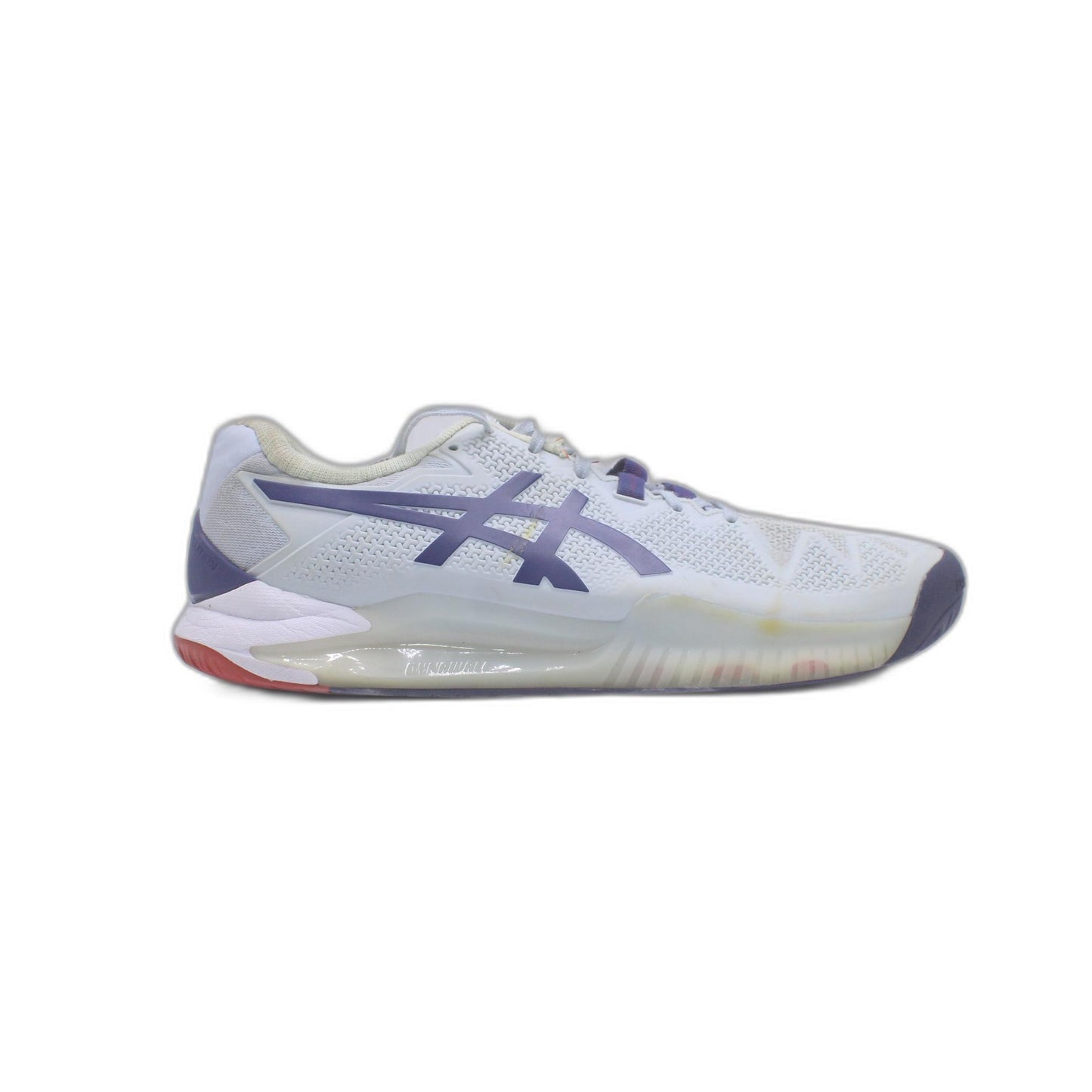 Asics Womens Gel Resolution 8 White Blue Tennis Court Shoe