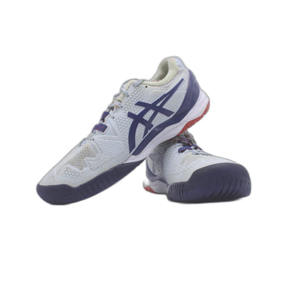 Asics Womens Gel Resolution 8 White Blue Tennis Court Shoe