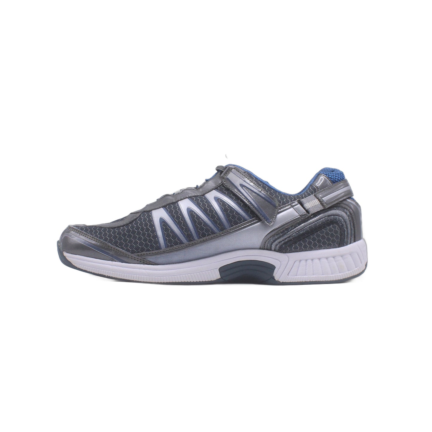 OrthoFeet Wide Gray Blue Walking Athletic Sneaker