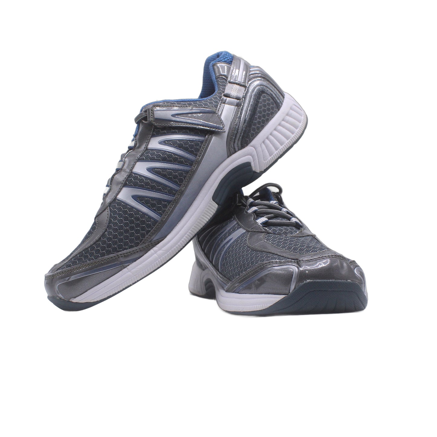 OrthoFeet Wide Gray Blue Walking Athletic Sneaker