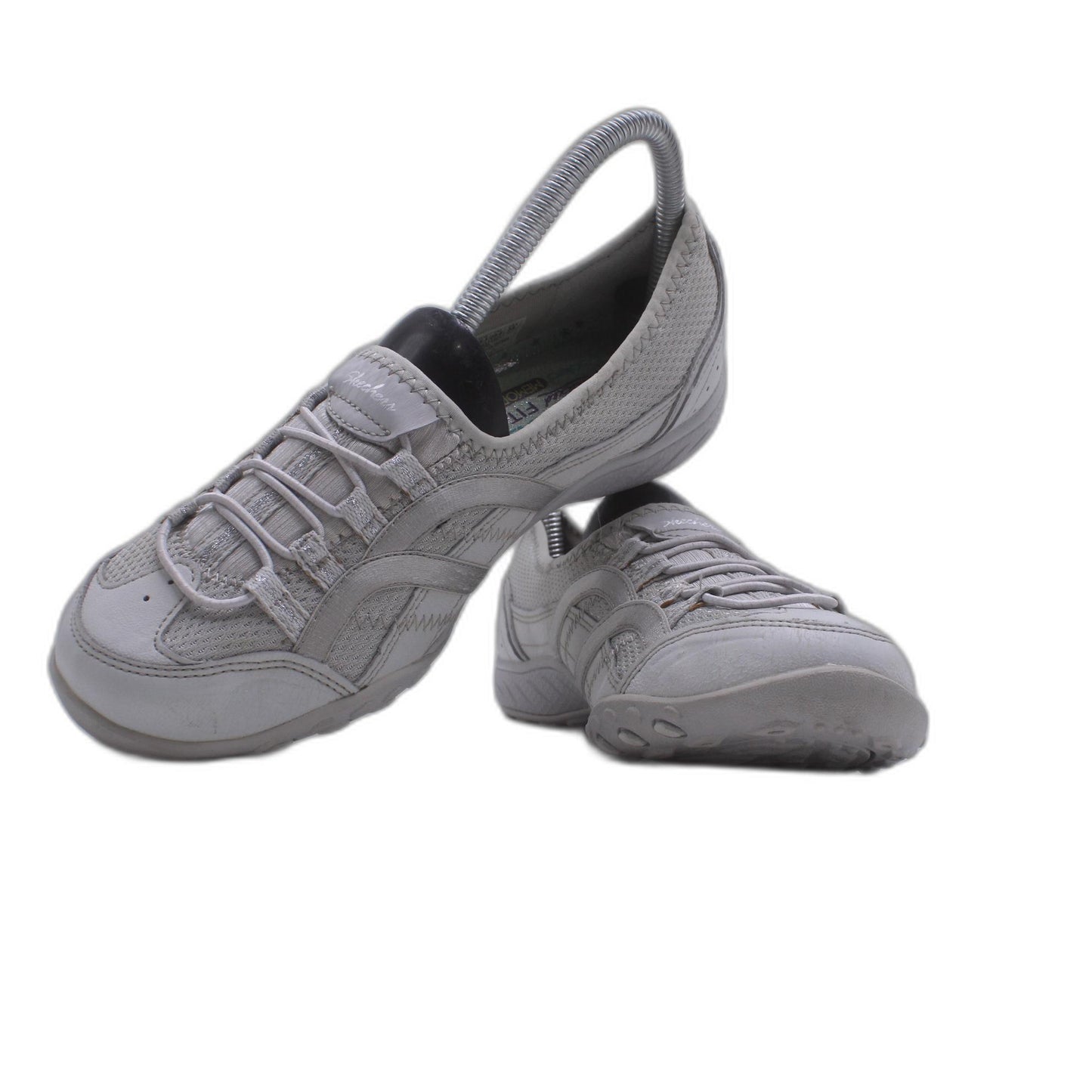 Sketchers Breathe Easy Metallic Gray Relaxed Fit Comfort Shoe