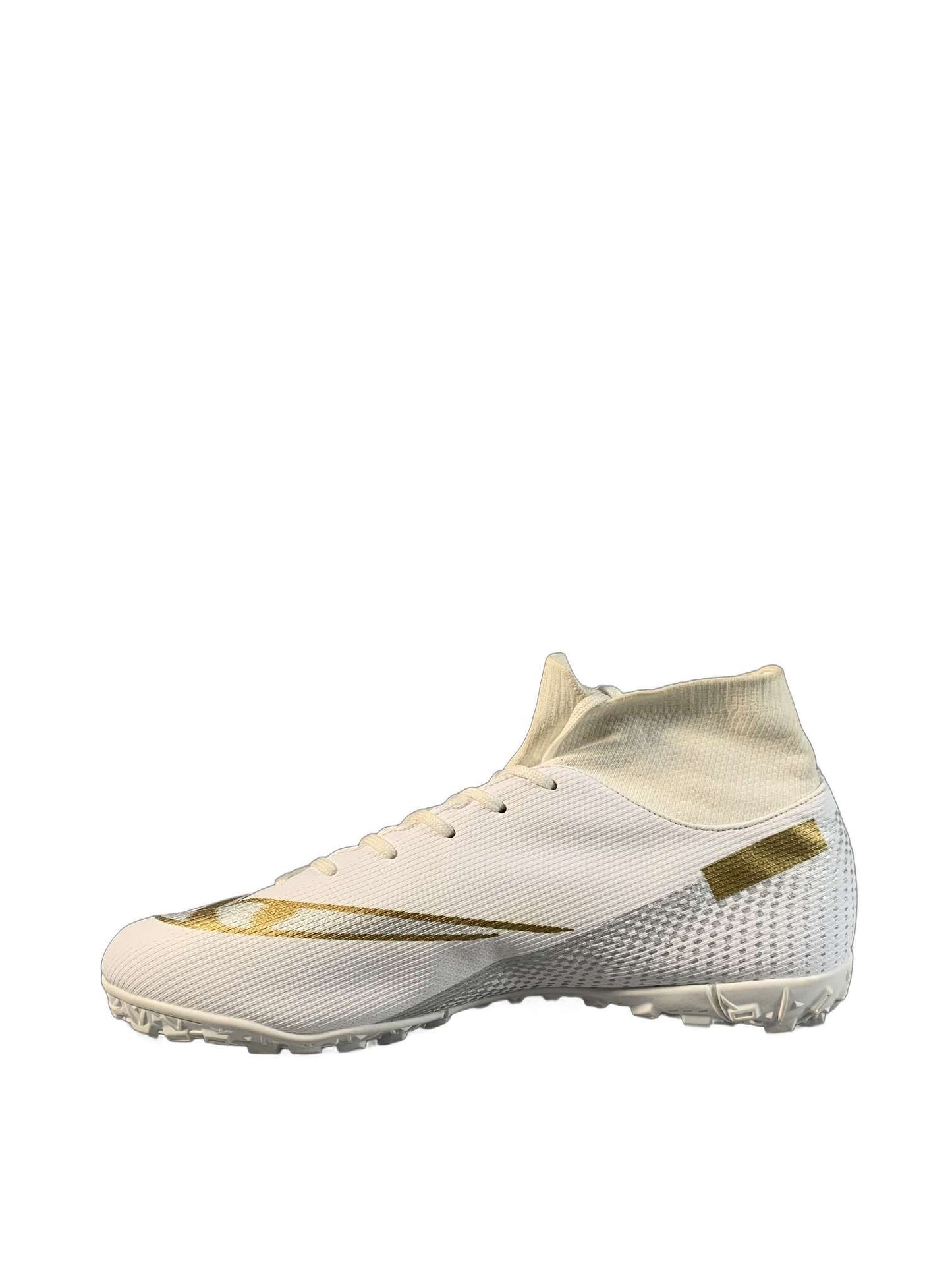 Metallic Gold Swoosh White Football Shoe