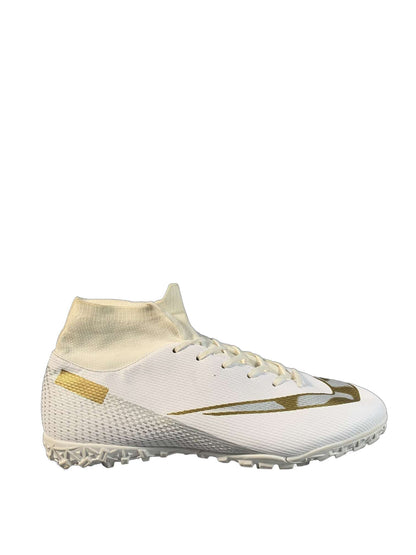 Metallic Gold Swoosh White Football Shoe