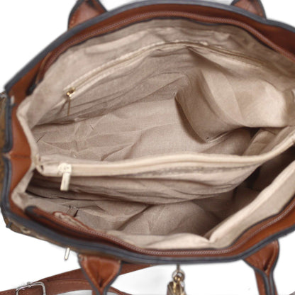 M Pattern Satchel Brown Bag
