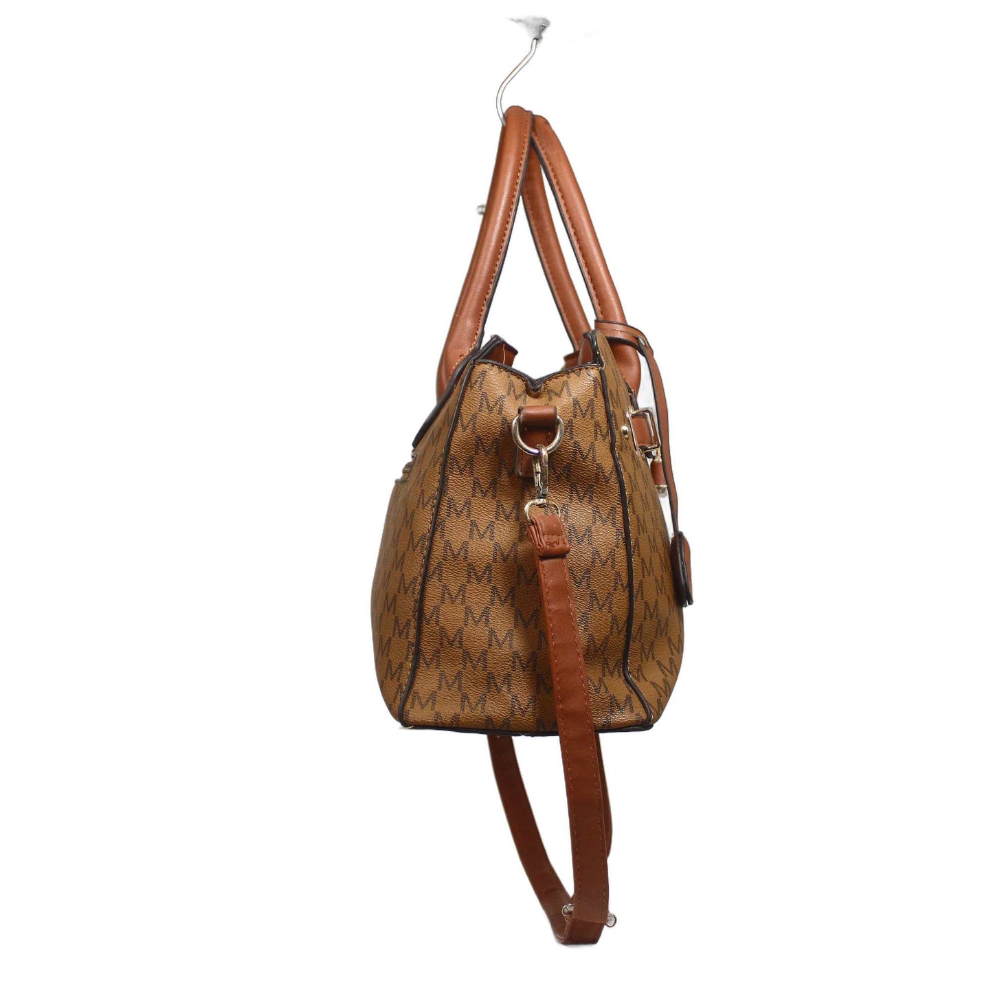 M Pattern Satchel Brown Bag