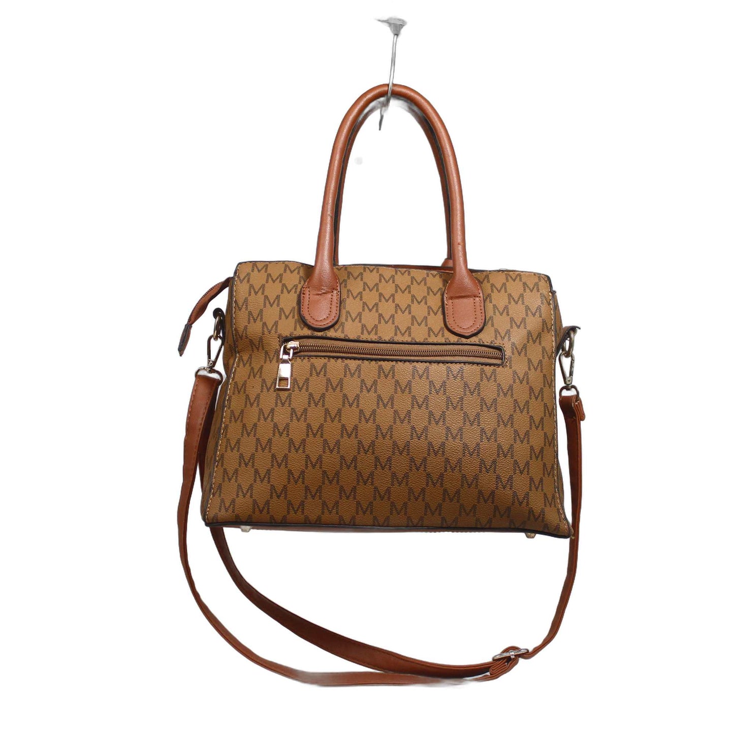 M Pattern Satchel Brown Bag