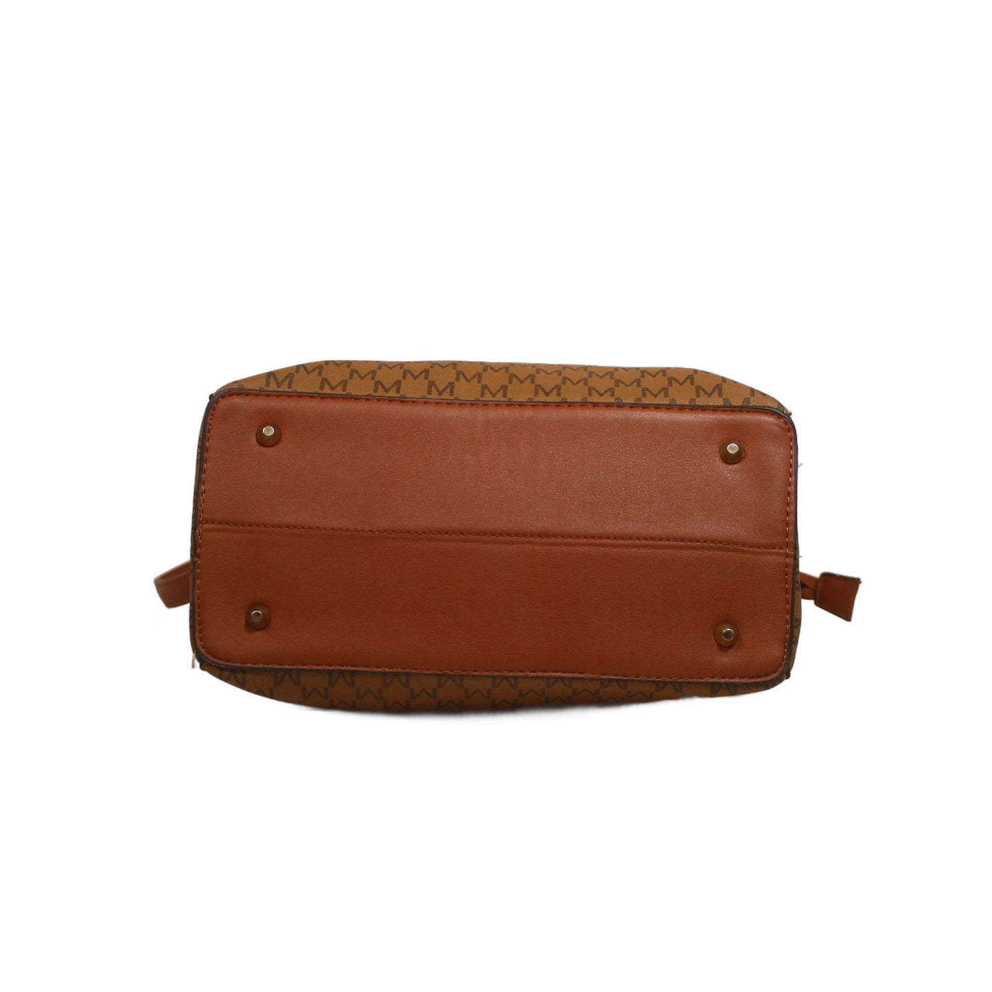 M Pattern Satchel Brown Bag
