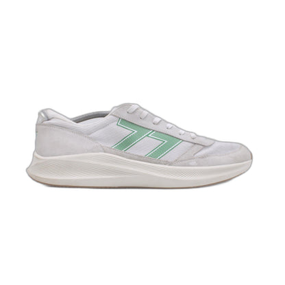 Le TIGRE Baxter White Leather/Textile Round Toe Low Top Lace Up Sneaker