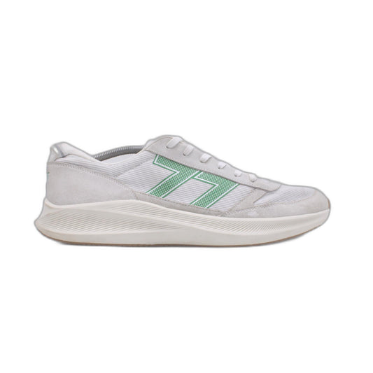 Le TIGRE Baxter White Leather/Textile Round Toe Low Top Lace Up Sneaker