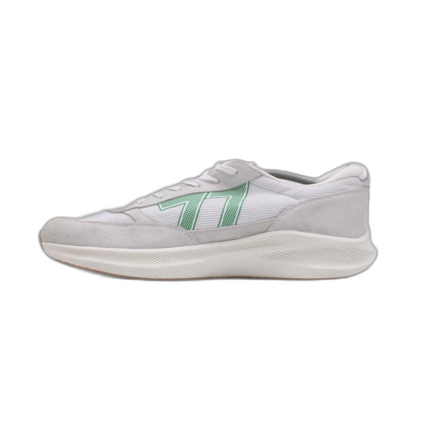 Le TIGRE Baxter White Leather/Textile Round Toe Low Top Lace Up Sneaker