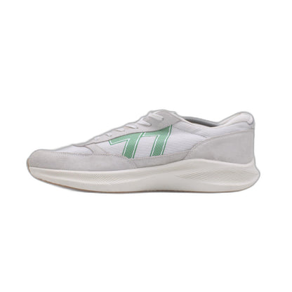 Le TIGRE Baxter White Leather/Textile Round Toe Low Top Lace Up Sneaker