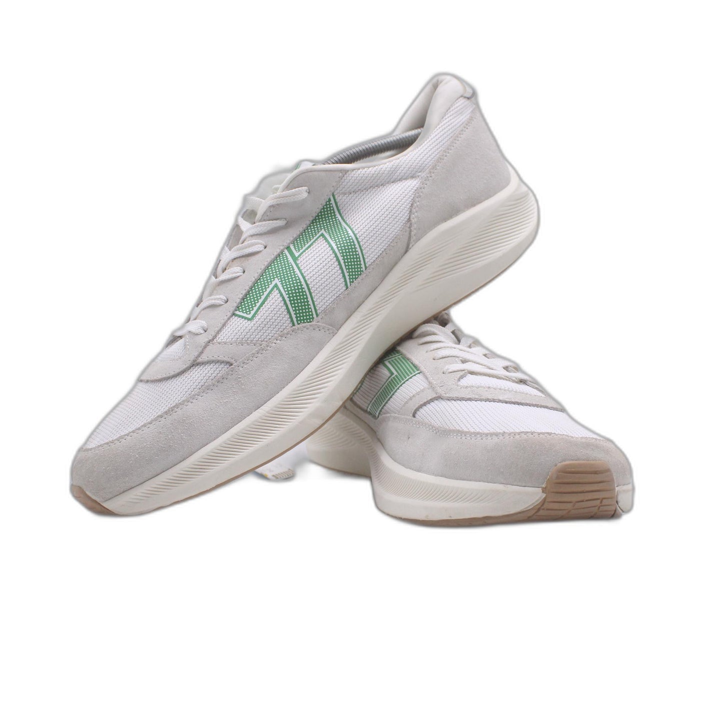 Le TIGRE Baxter White Leather/Textile Round Toe Low Top Lace Up Sneaker