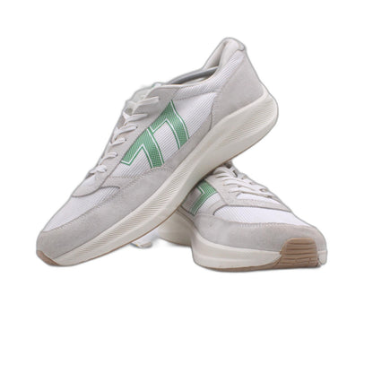 Le TIGRE Baxter White Leather/Textile Round Toe Low Top Lace Up Sneaker