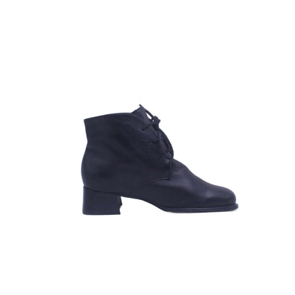 Sionic Black Leather Ankle Boot