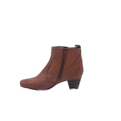 Jamex D Brown Leather Side Zip Buckle Heel Boot