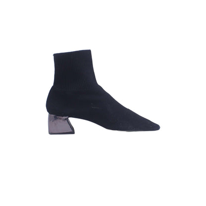 AGL Notch Block Heel Leather Bootie