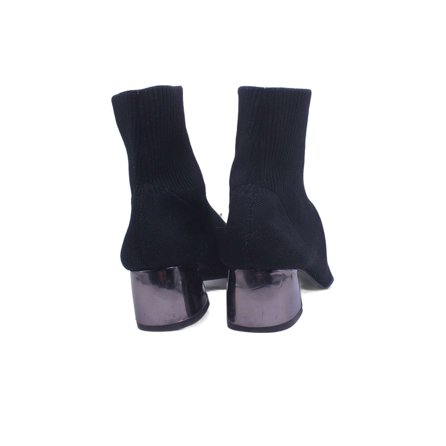 AGL Notch Block Heel Leather Bootie