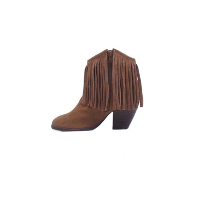 Qupid Womens Faux Suede Fringe Buckle Bootie