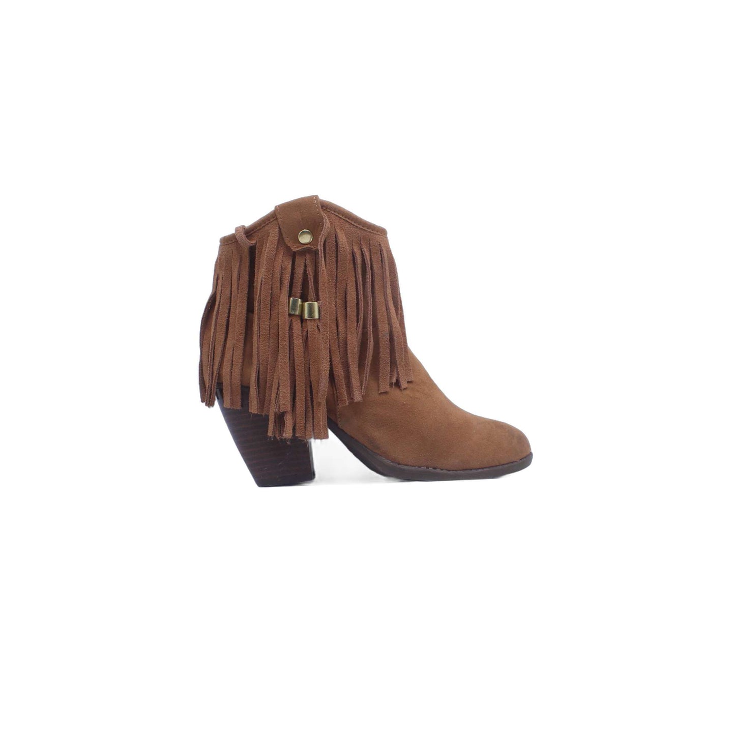 Qupid Womens Faux Suede Fringe Buckle Bootie