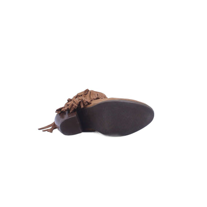 Qupid Womens Faux Suede Fringe Buckle Bootie