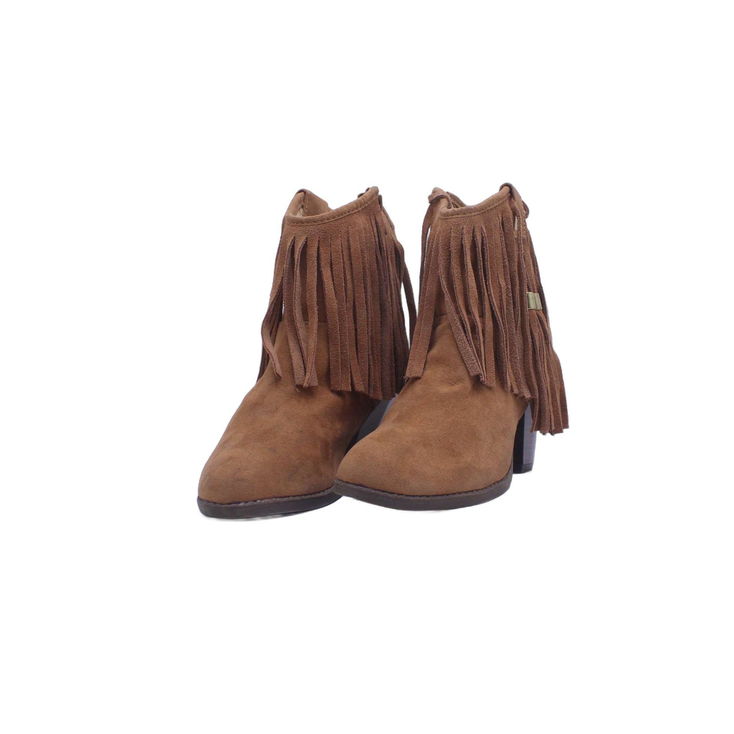 Qupid Womens Faux Suede Fringe Buckle Bootie