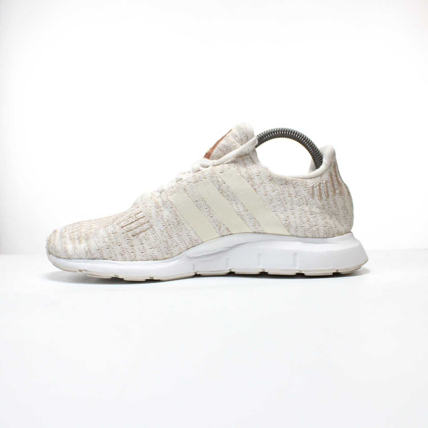 Adidas Swift Run Wmns 8 Copper Metallic White Knit Lace up Running Shoes