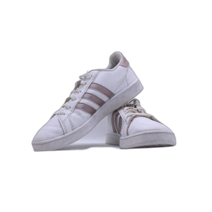 Adidas Womens White Pink Lace Up HWI 28Y001 CloudFoam Sneaker