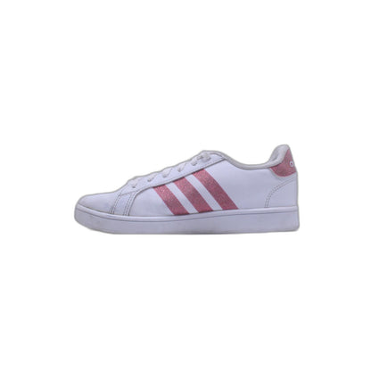 Adidas Womens White Rose Gold Cloudfoam Advantage Stripe Sneaker