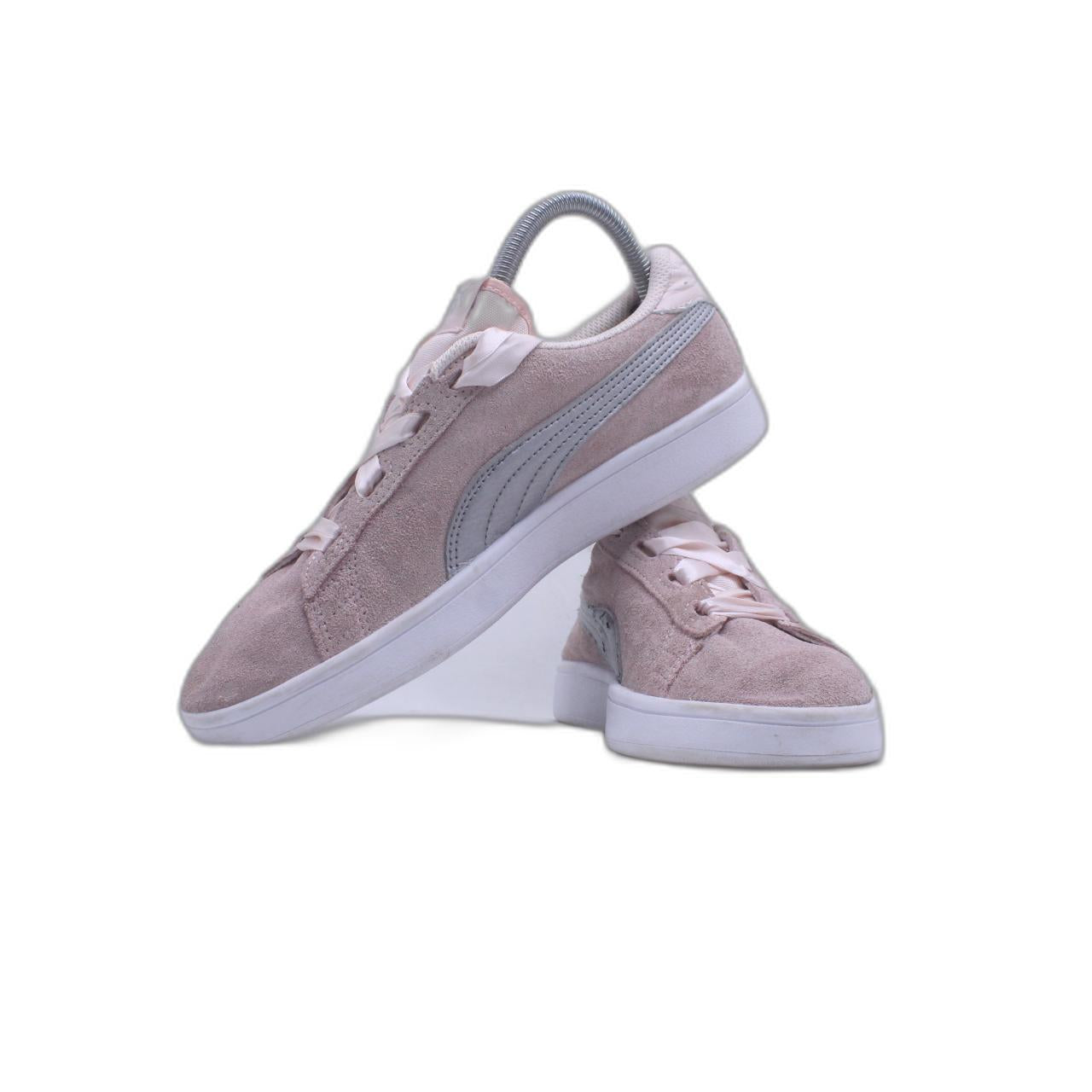 Puma Girls Pink Suede With Ribbon Lace