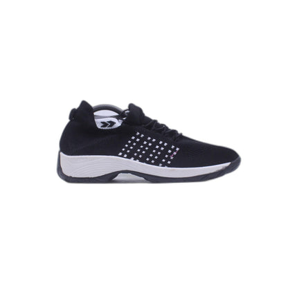 Womens Solid Black Knit Fabric Air Sole Slip On Athletic Running Shoes