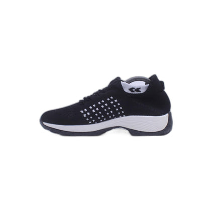 Womens Solid Black Knit Fabric Air Sole Slip On Athletic Running Shoes