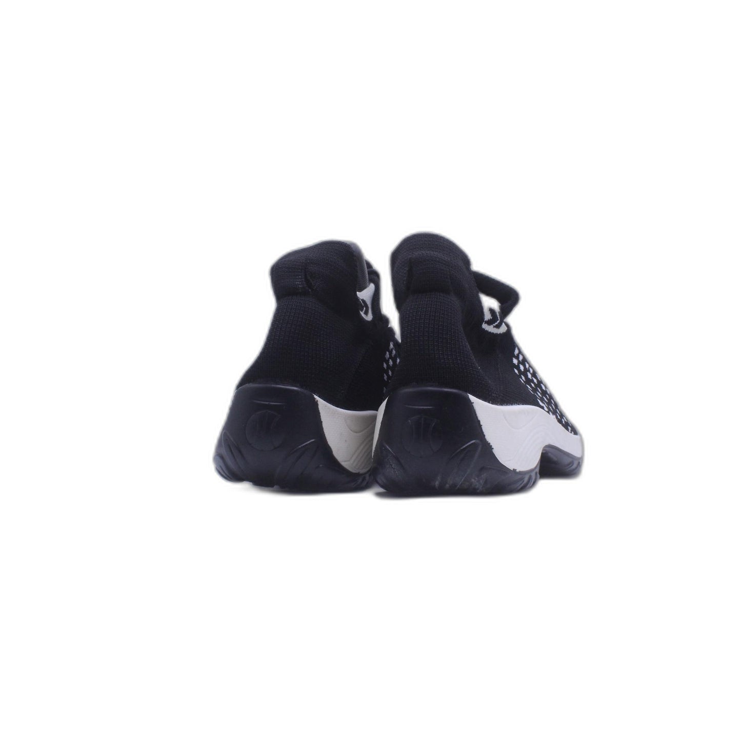 Womens Solid Black Knit Fabric Air Sole Slip On Athletic Running Shoes