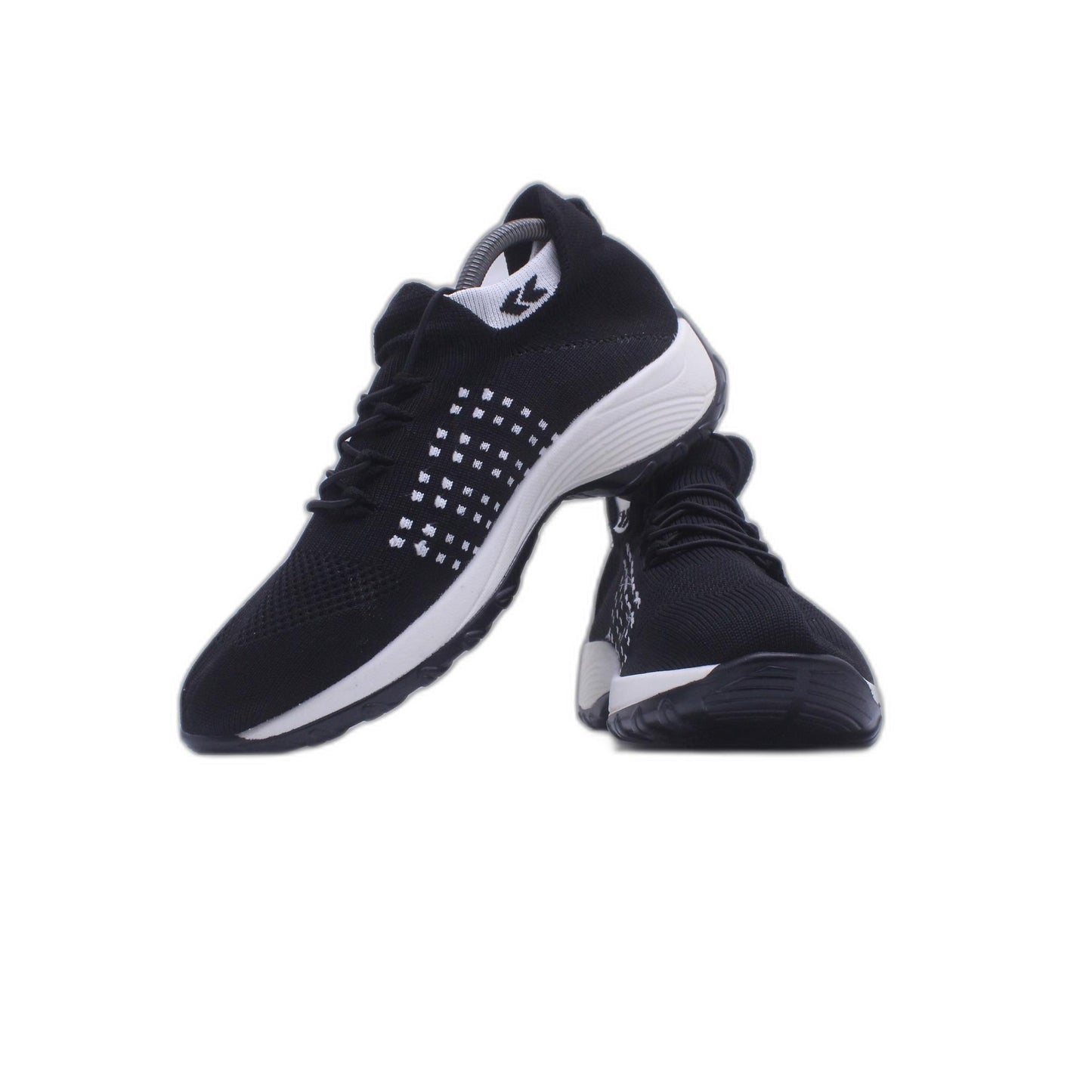 Womens Solid Black Knit Fabric Air Sole Slip On Athletic Running Shoes