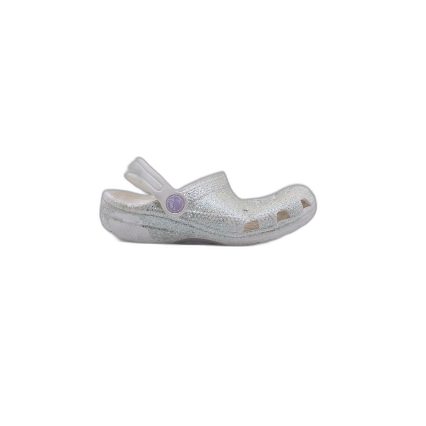 Crocs Youth Girls Platform Glitter Clog Silver Slip on Comfy Lightweight