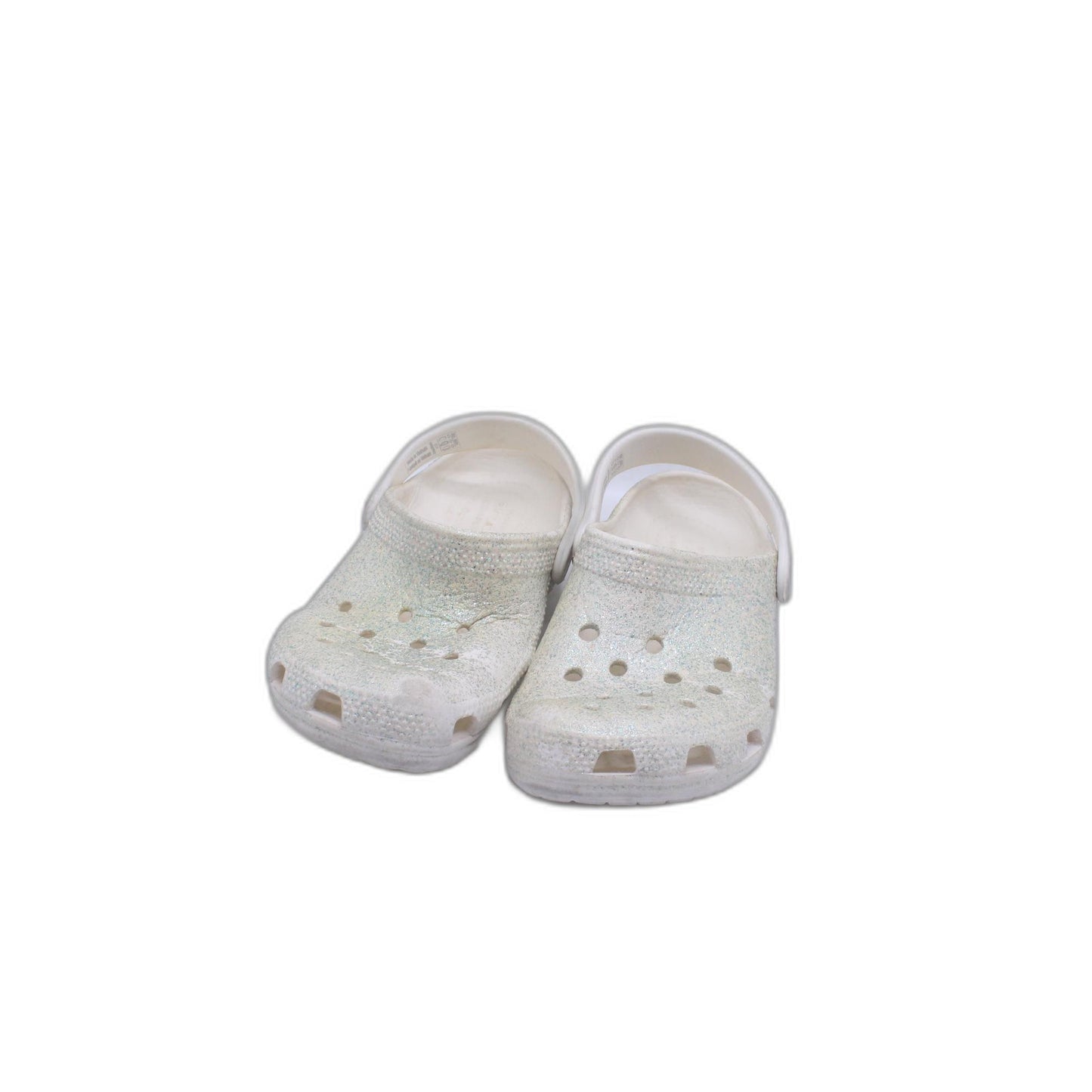 Crocs Youth Girls Platform Glitter Clog Silver Slip on Comfy Lightweight