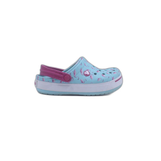 Crocs Blue With Pink Flamingo Print